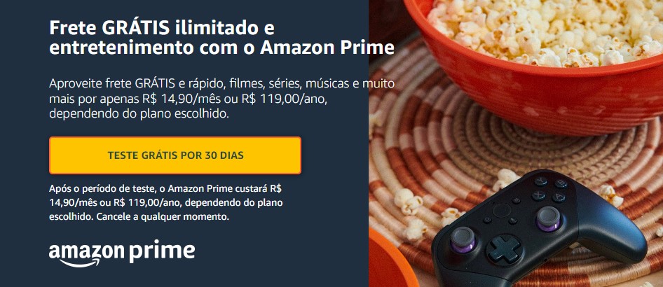 Imagem do CTA do Amazon Prime.