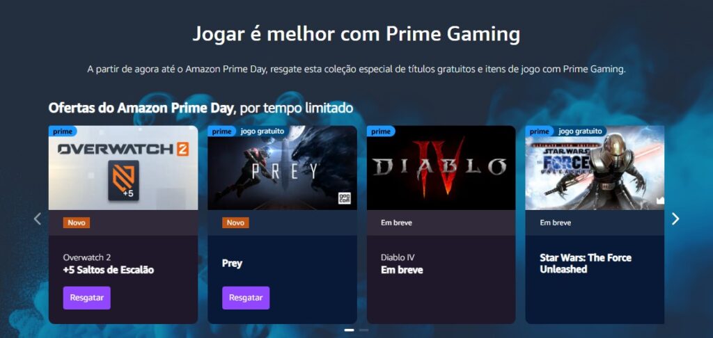 Página do Prime Gaming.